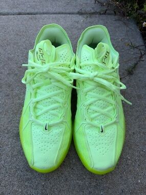 Nike Neon Green Lace-Up Athletic Sneakers with Black Swoosh